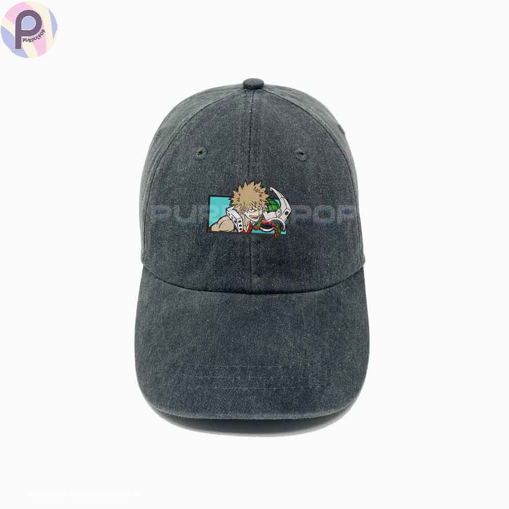Bakugo Fight MHA Embroidered Washed Hat Bakugo Fight MHA Embroidered Washed Hat