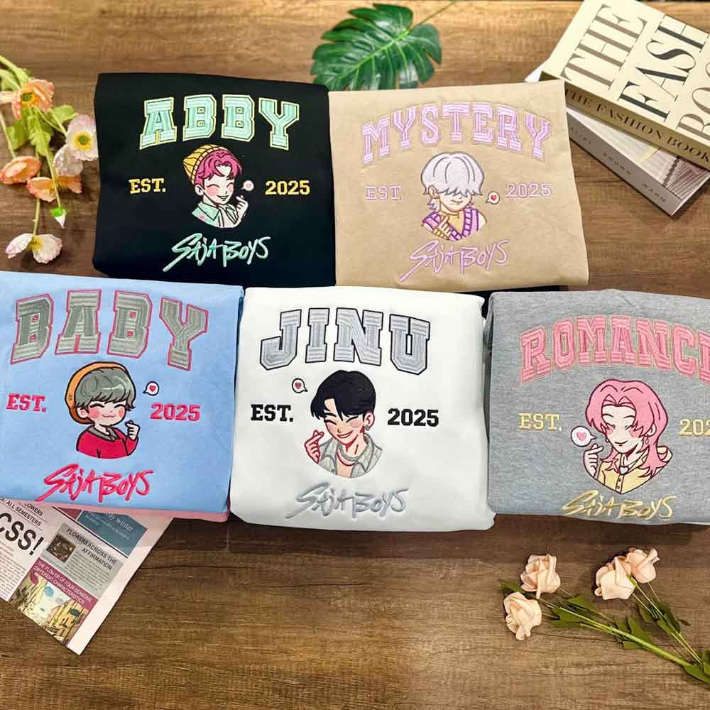 Kpop Demon Hunters Huntrix Saja Boys Embroidered Shirt Kpop Demon Hunters Huntrix Saja Boys Embroidered Shirt