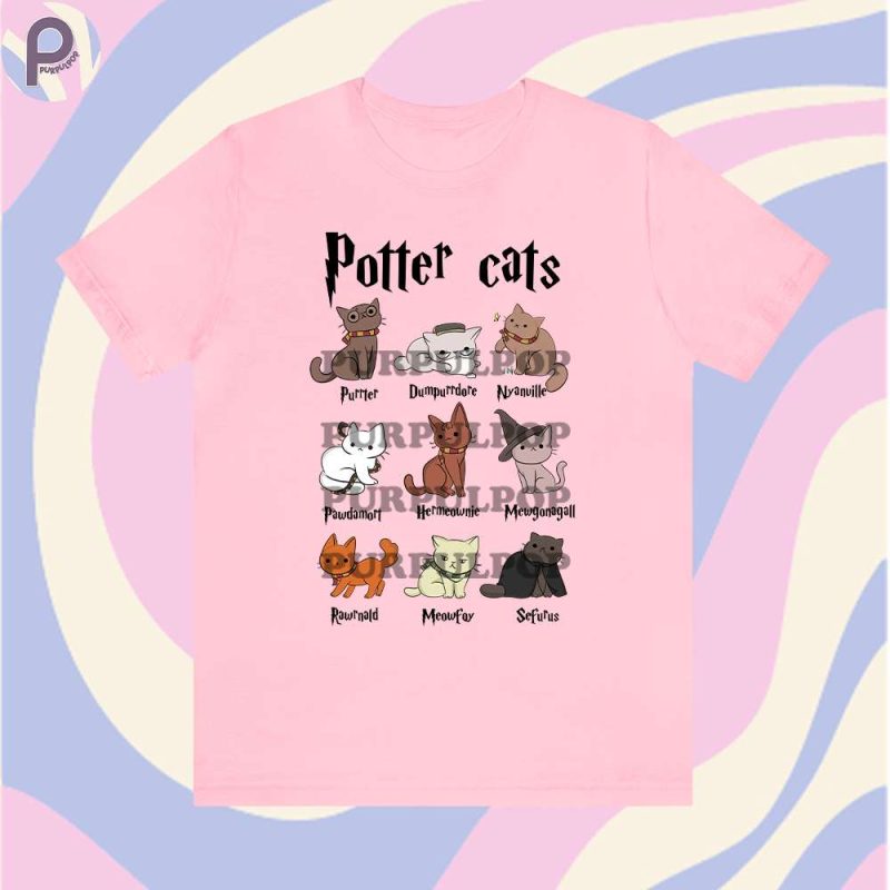 T-shirt POTTER CATS, Divertente Maglietta Gattino, Regalo Di - Foto 7