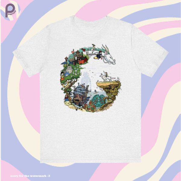 Studio Ghibli Circle Shirt, Howl Castle, Spirited Away Shirt