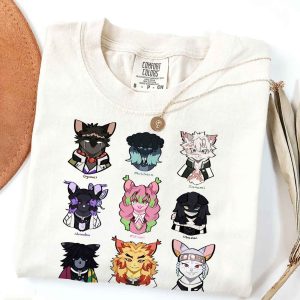 Comfort Colors Demon Slayer Chibi Cat Version Hashira Cute Shirt