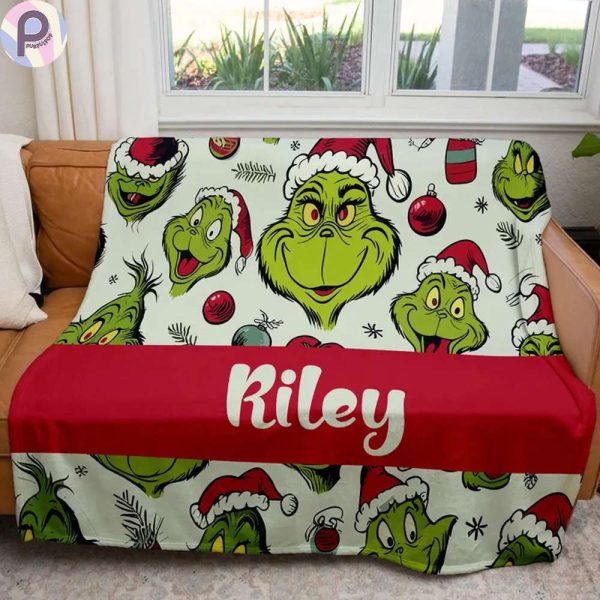 Custom Name Grinch Blanket