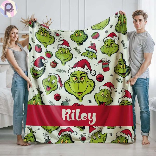 Custom Name Grinch Blanket