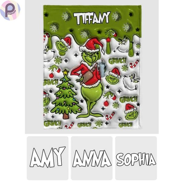 Custom Name Grinch Xmas Blanket