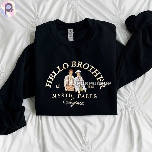 Hello Brother Vampire Diaries Embroidered Shirt