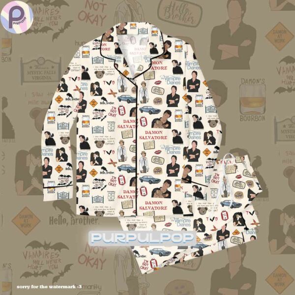 Damon Salvatore The Vampire Diaries Pajamas Set