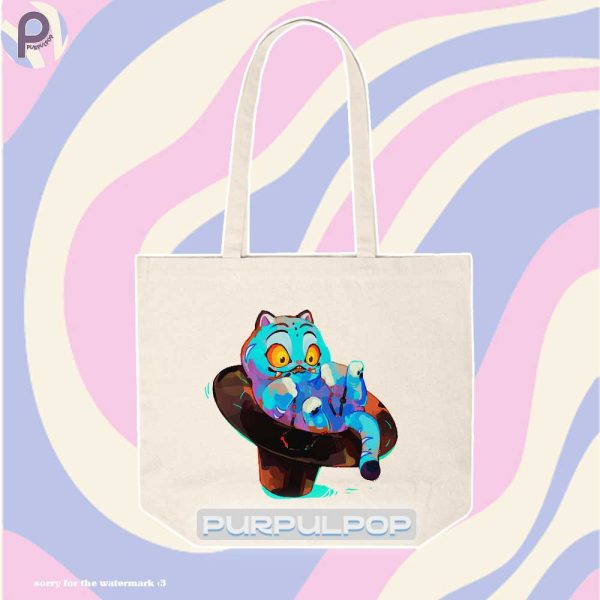 Derpy Blue Tiger Kpop Demon Hunters Tote Bag