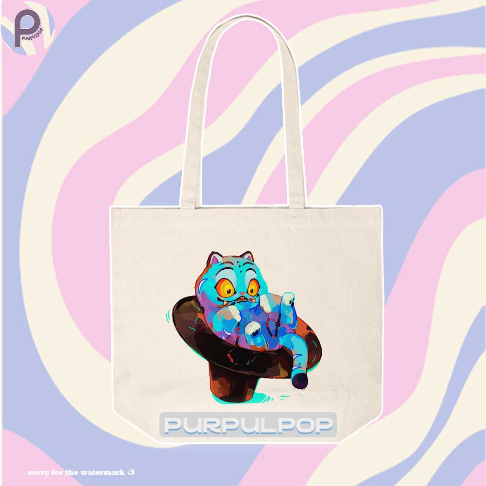 Derpy Blue Tiger Kpop Demon Hunters Tote Bag Derpy Blue Tiger Kpop Demon Hunters Tote Bag