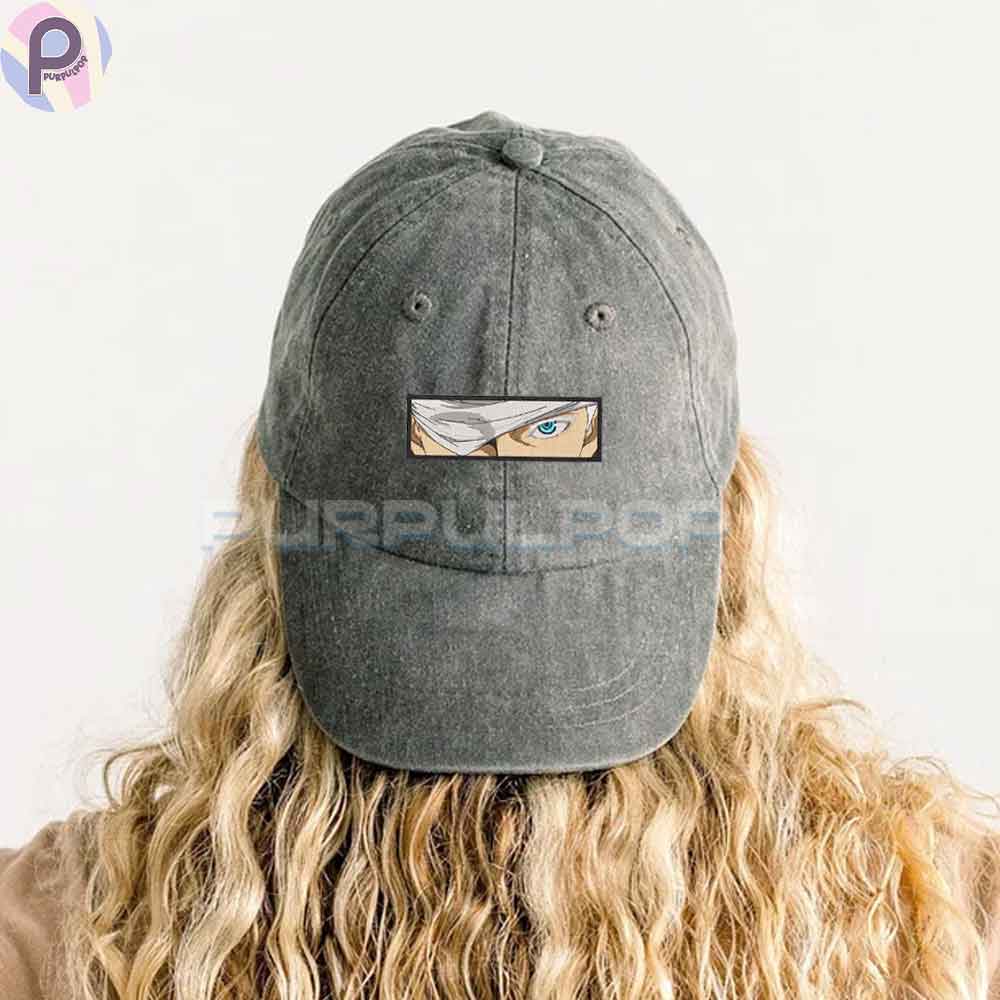Gojo Blue Eyes JJK Embroidered Washed Hat Gojo Blue Eyes JJK Embroidered Washed Hat