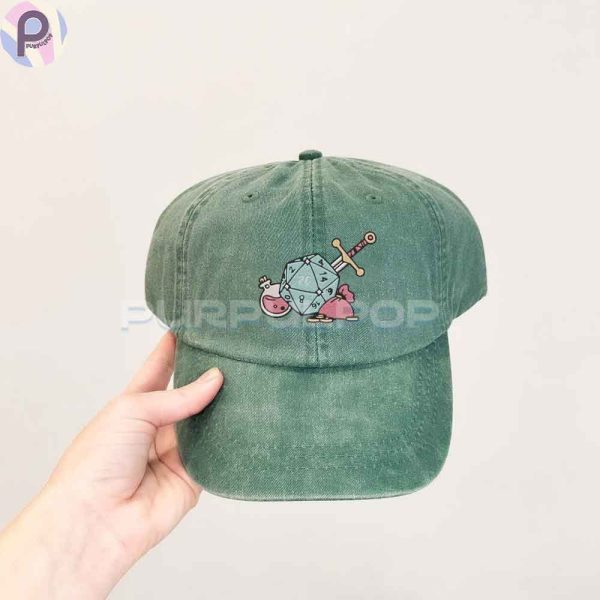 DND Dice Dungeon n Dragon Embroidered Washed Hat