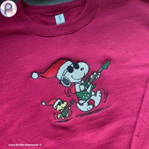 Snoopy Christmas Guitar Embroidered Shirt