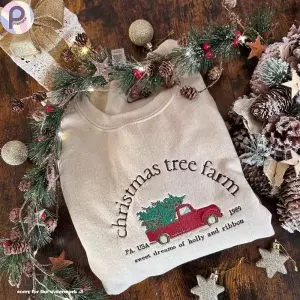 Christmas Tree Farm Embroidered Shirt