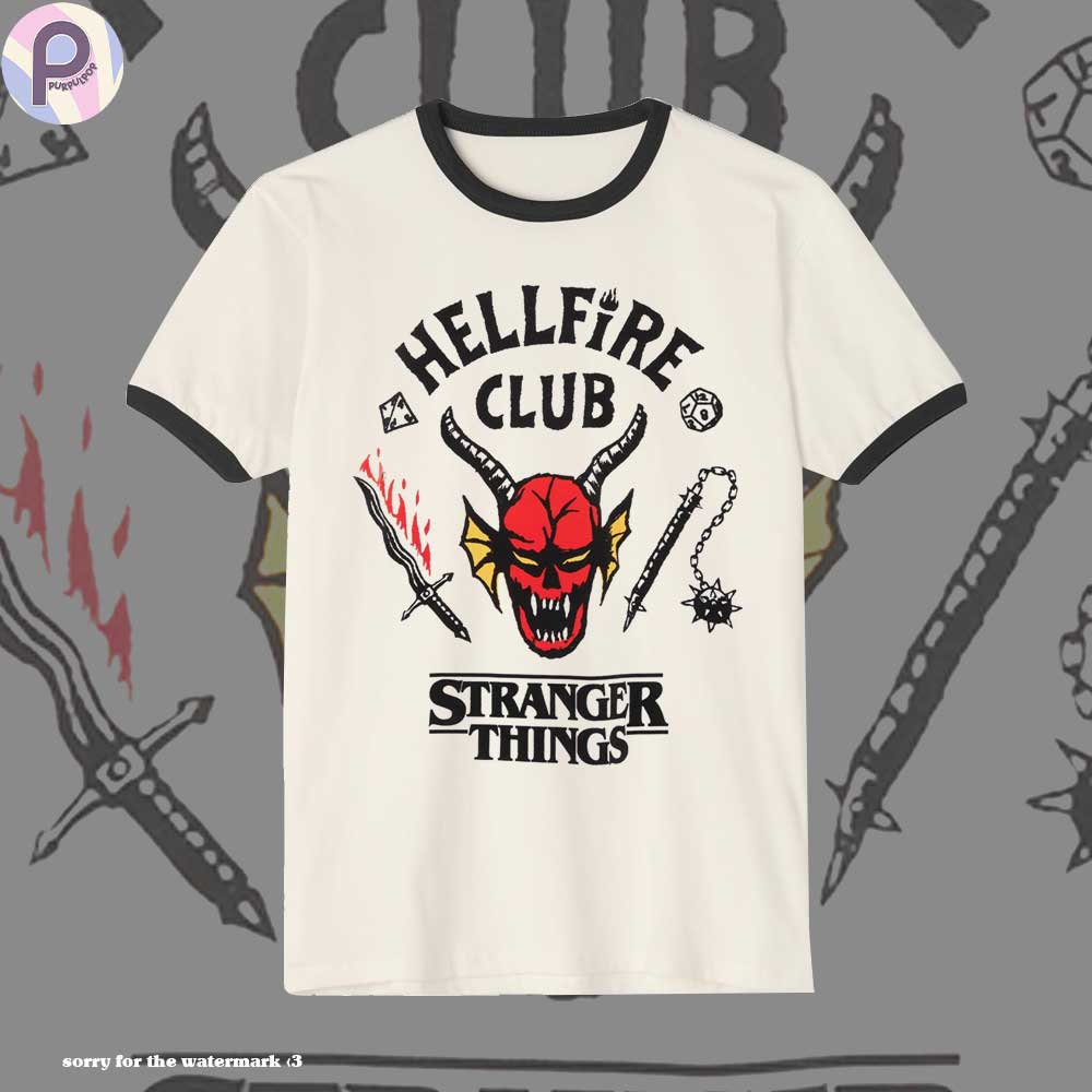 Hellfire Club Stranger Things Ringer T-Shirt Hellfire Club Stranger Things Ringer T-Shirt