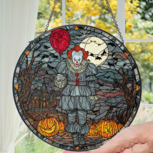 IT Mad Clown Halloween Glass Suncatcher