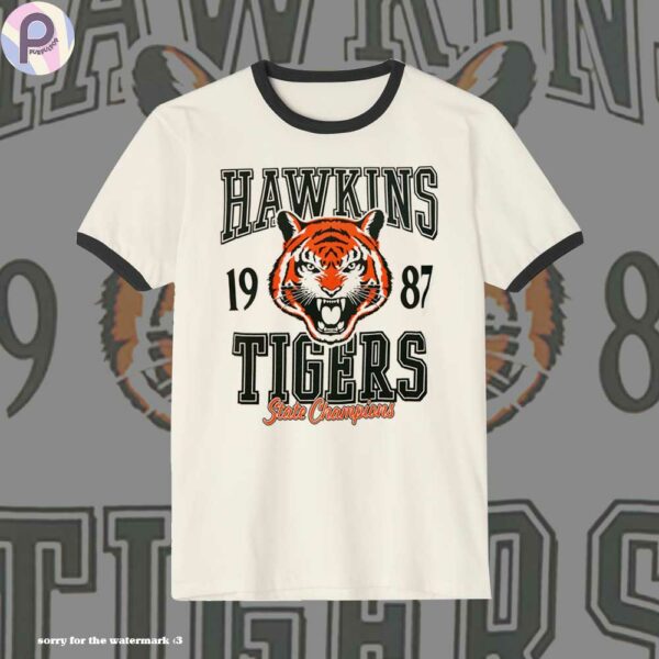 Hawkins Tigers 1987 Stranger Things Ringer Shirt