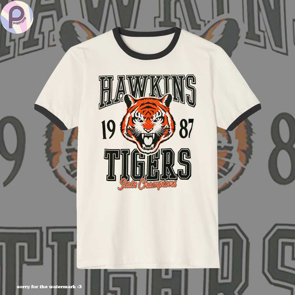 Hawkins Tigers 1987 Stranger Things Ringer Shirt Hawkins Tigers 1987 Stranger Things Ringer Shirt
