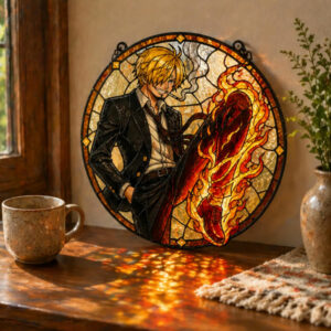 Sanji One Piece Anime Stained Glass Suncatcher