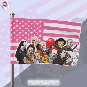 Horror Movies Chibi Characters 4th of July Flag