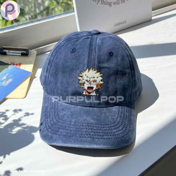 Mad Bakugo My Hero Academia Embroidered Washed Hat