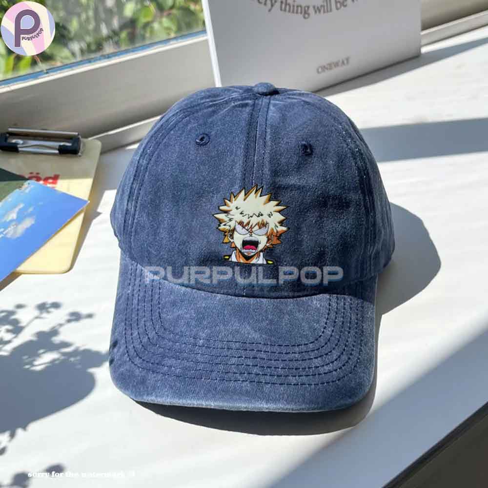 Mad Bakugo My Hero Academia Embroidered Washed Hat Mad Bakugo My Hero Academia Embroidered Washed Hat