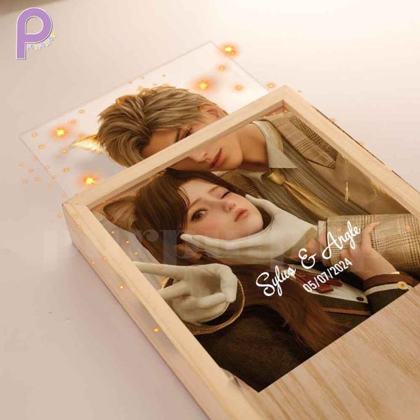 Custom Name & Image – Sylus Love and Deepspace Light Night Wooden Box