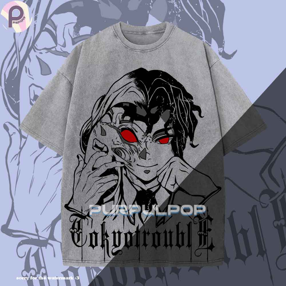 Tokyo Trouble Kibutsuji Muzan Evil Face Washed Shirt Tokyo Trouble Kibutsuji Muzan Evil Face Washed Shirt